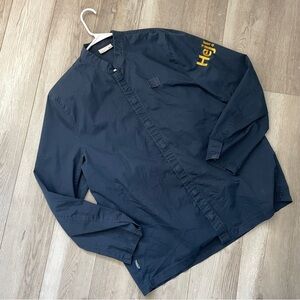 Ikea Work Shirt hej! long sleeve snap front mens Navy Blue size J large uniform